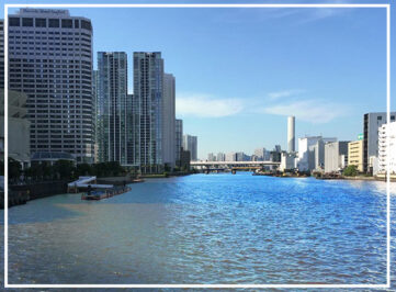 京浜運河－アイルしながわのすぐ横を流れています